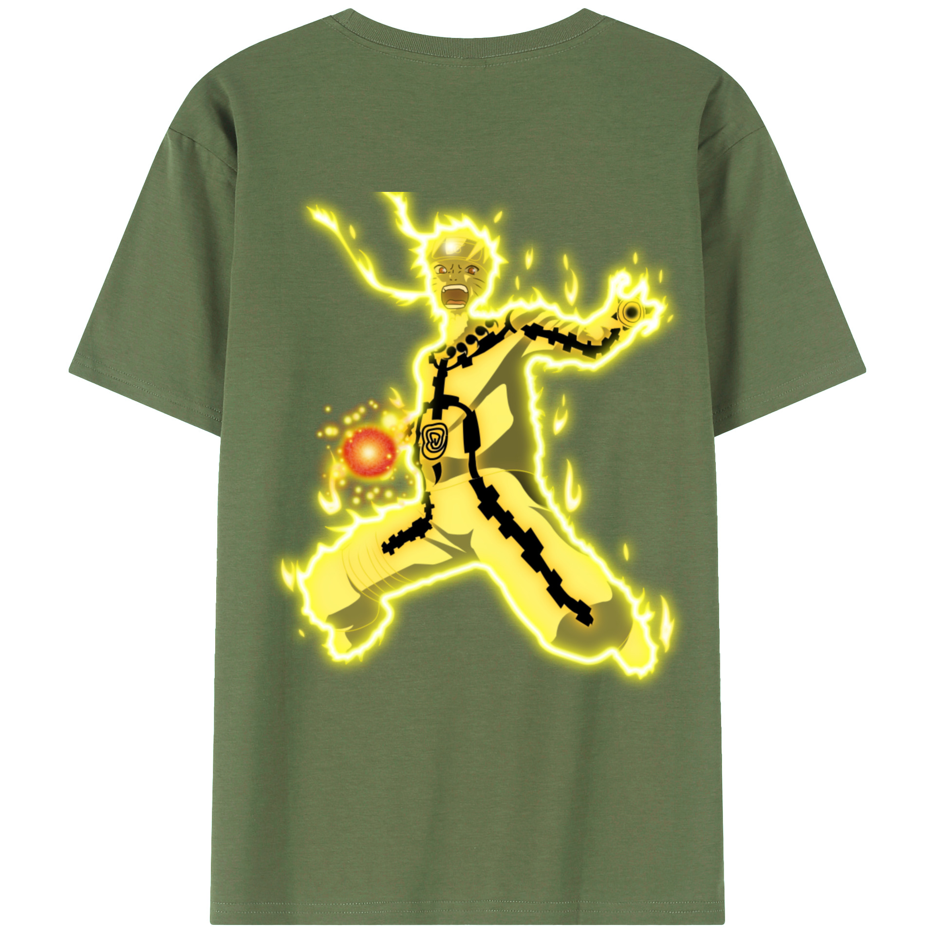 （画像用） NARUTO -ナルト- うずまき ナルト Uzumaki Naruto 綿100％ メンズ半袖Tシャツ（バックプリント） 通気性